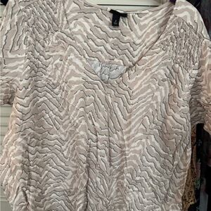 TORRID Black and White Ruched Short Sleeve Blouse